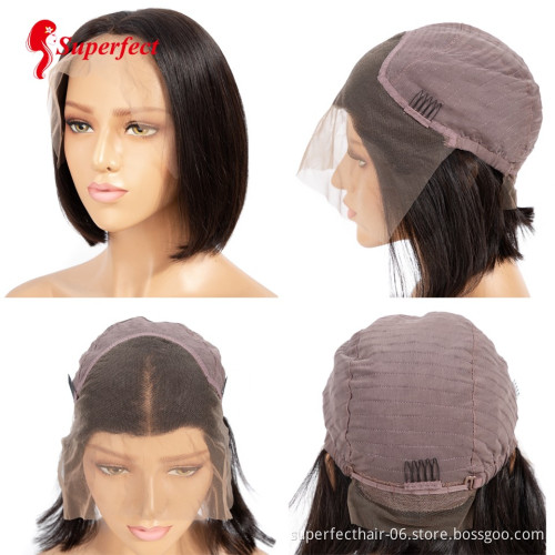 Factory Price Cuticle Aligned Short Bob Wigs For Black Women Lace Front Human Hair Wig